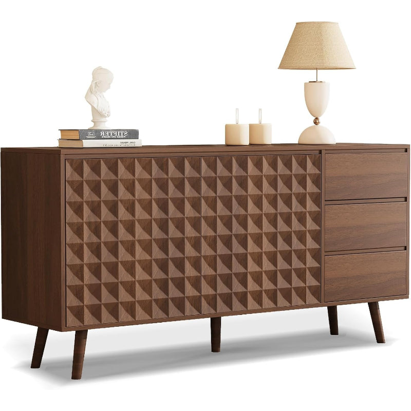 60 Inch Dark Brown Buffet Cabinet