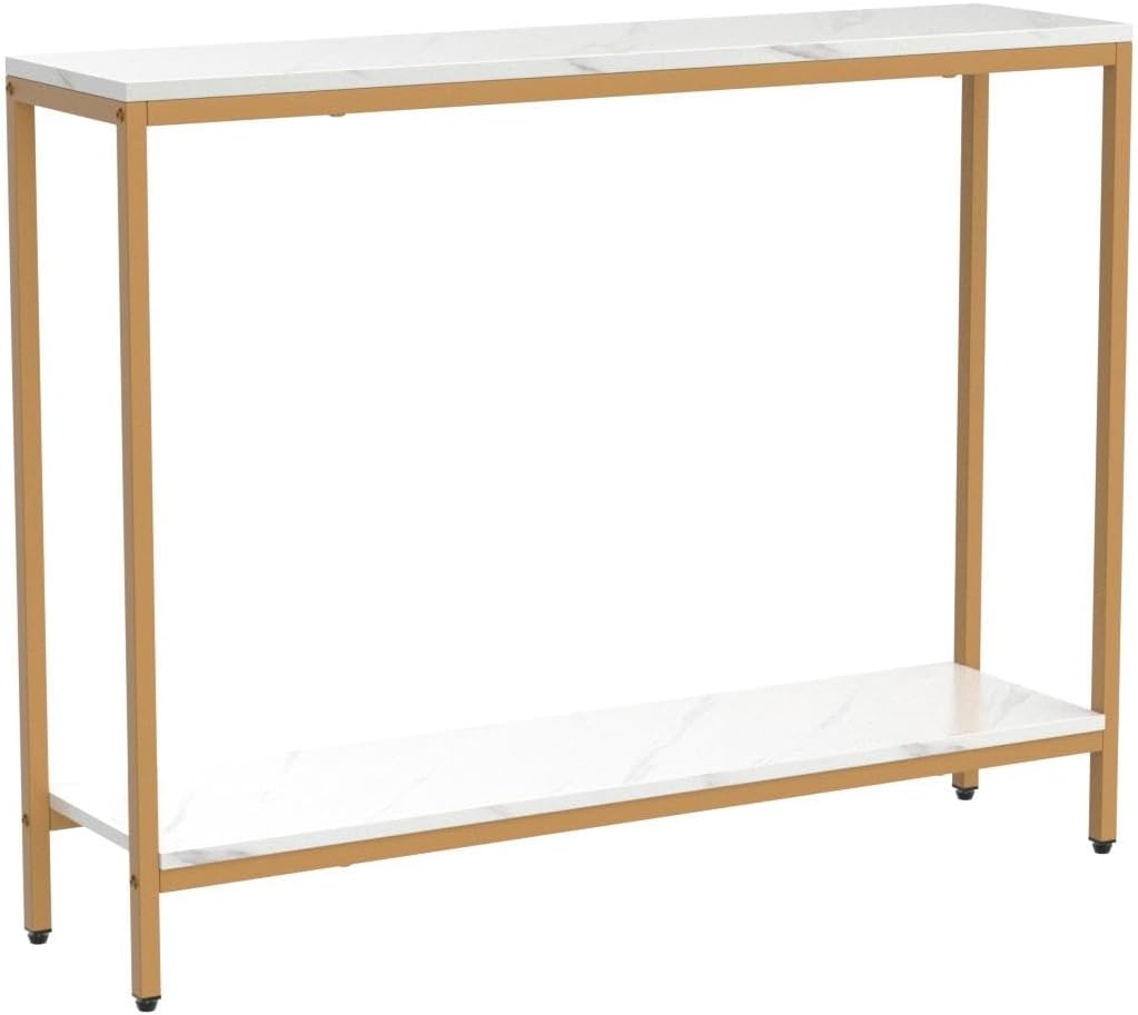 White‑Gold 2‑Tier Console Table