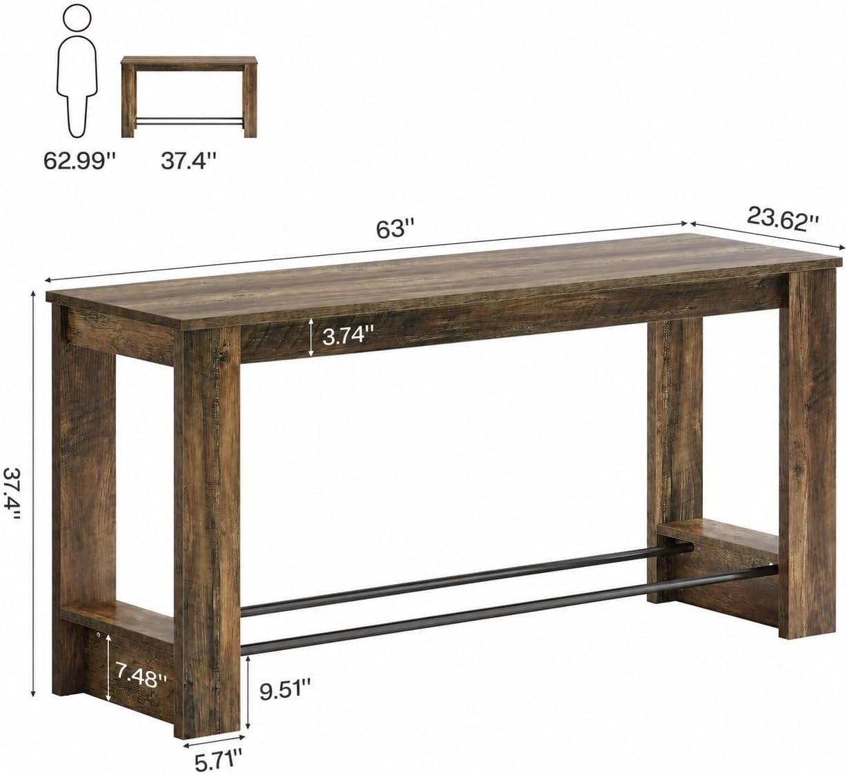 High Top Brown Bar Table
