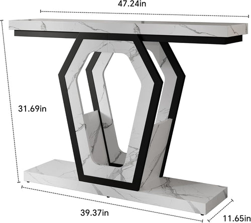 47" White Marble Console Table