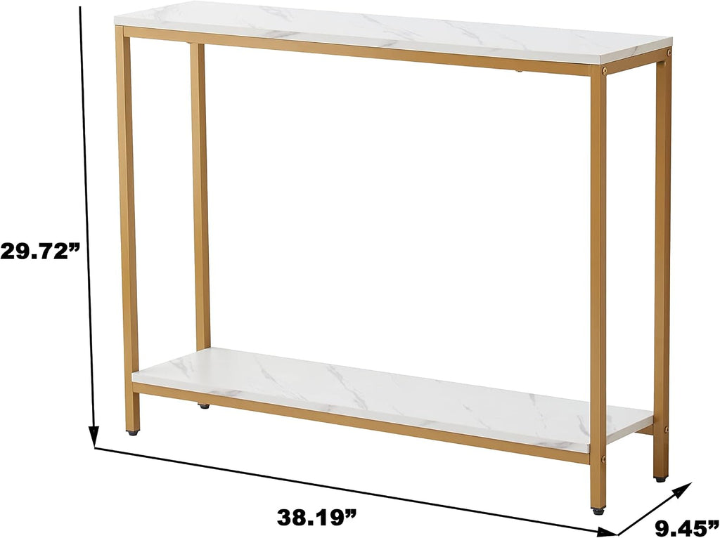 White‑Gold 2‑Tier Console Table