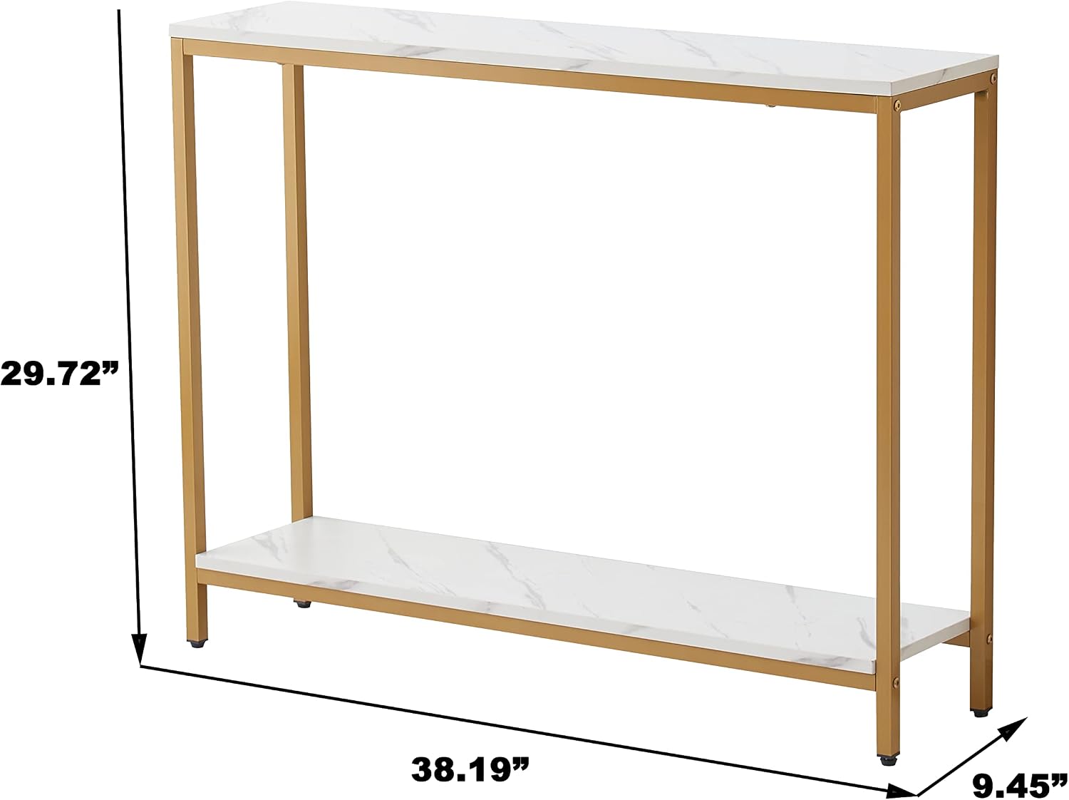 White‑Gold 2‑Tier Console Table