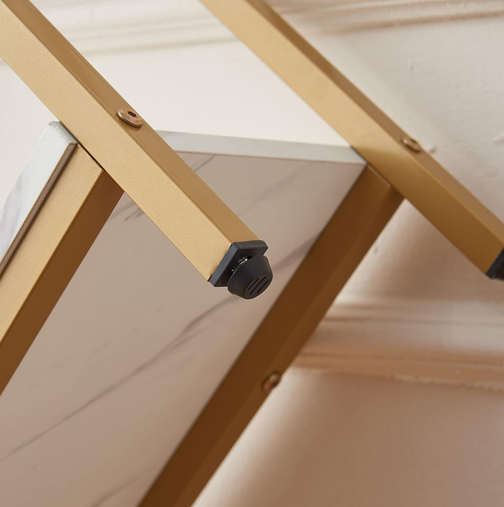 White‑Gold 2‑Tier Console Table