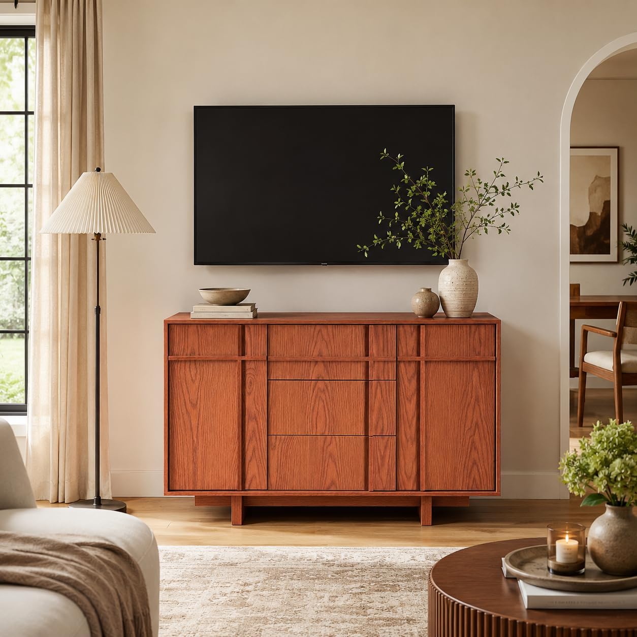 47.2 Inch Cherry Buffet Cabinet