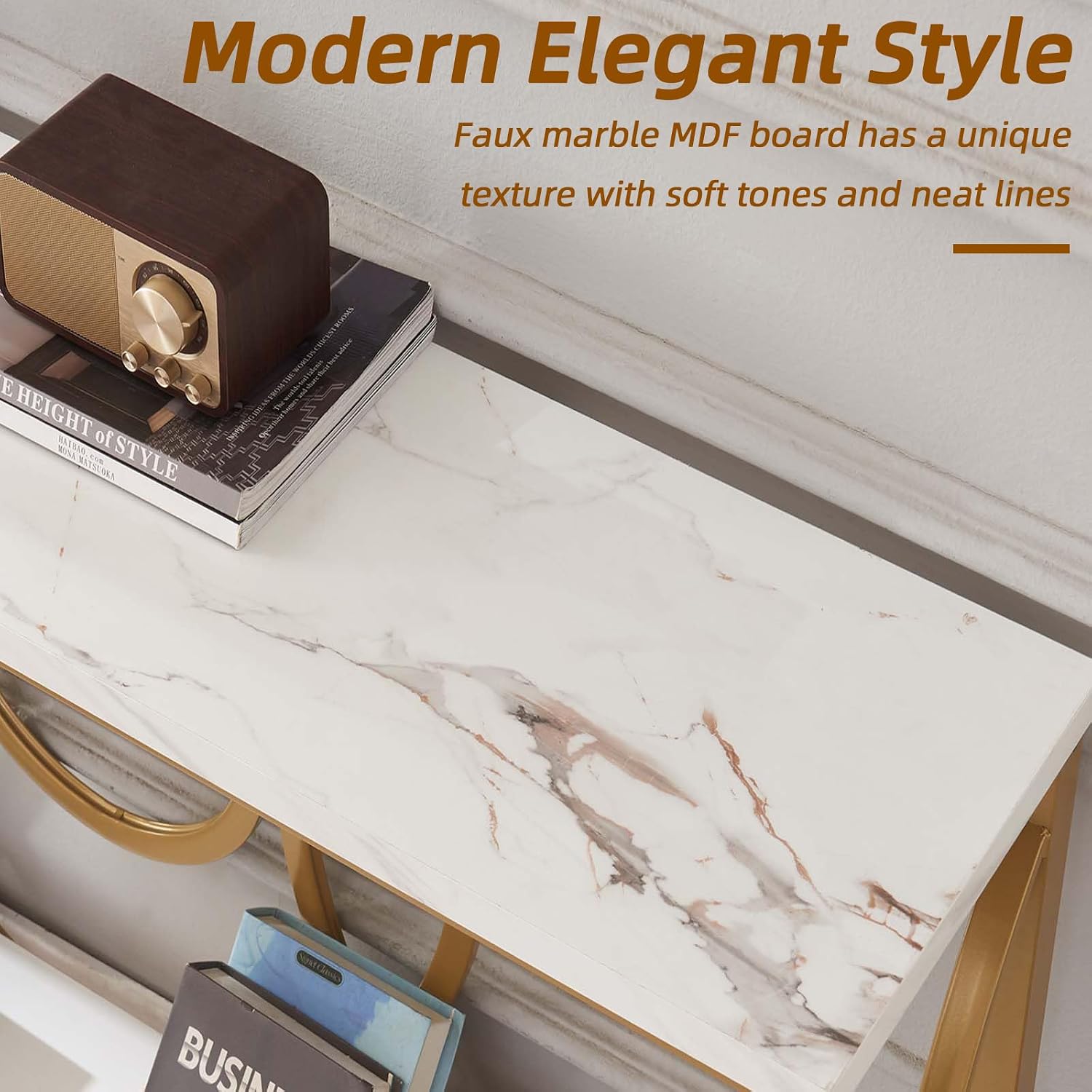 White‑Gold 2‑Tier Console Table