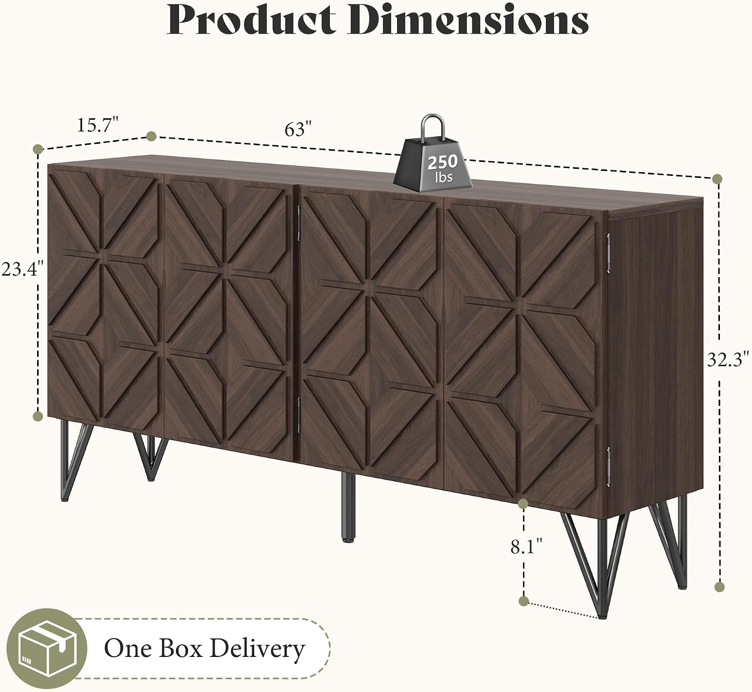 Dark Walnut Buffet Cabinet