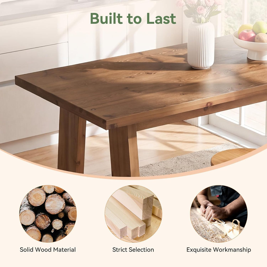 63 Inch Farmhouse Solid Wood Bar Table