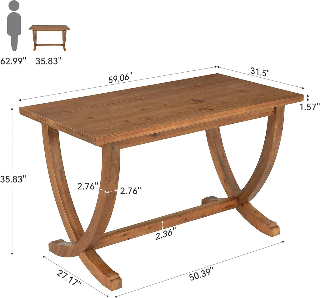 59 Inch Solid Wood Counter Height Table