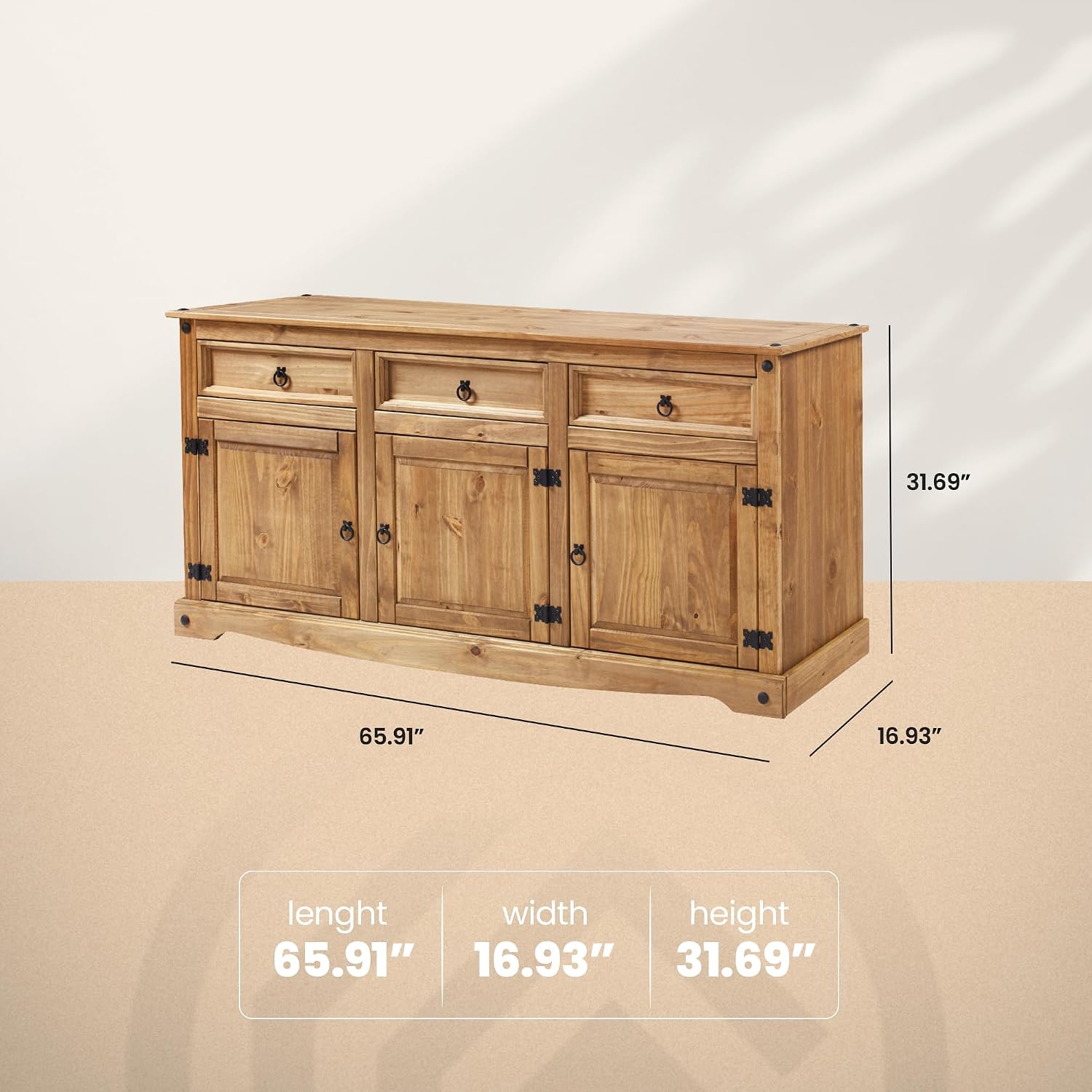 Solid Wood Sideboard Cabinet