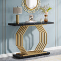 Black‑Gold Faux Marble Console Table