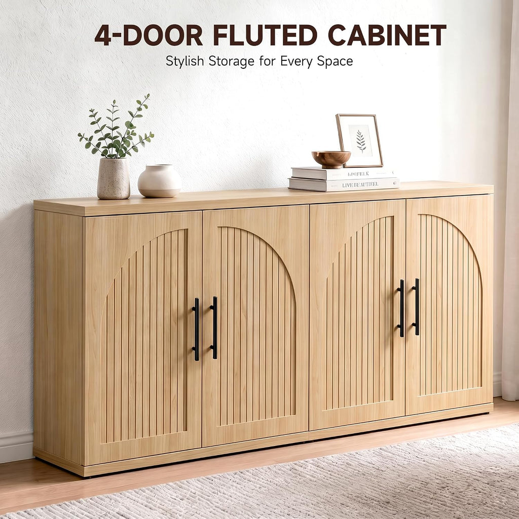 Fluted Oak Mid‑Century Sideboard
