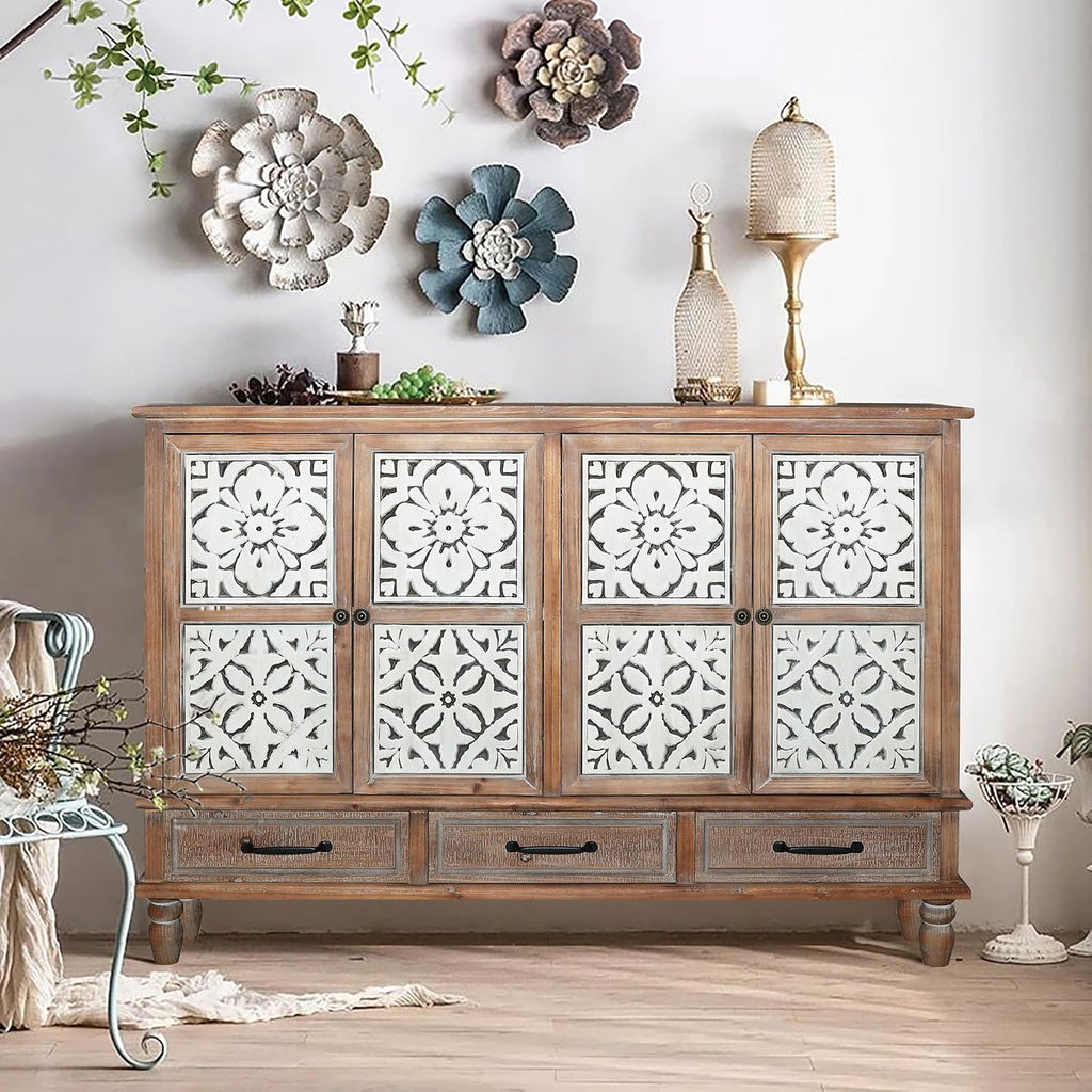 59" Carved Solid Wood Sideboard
