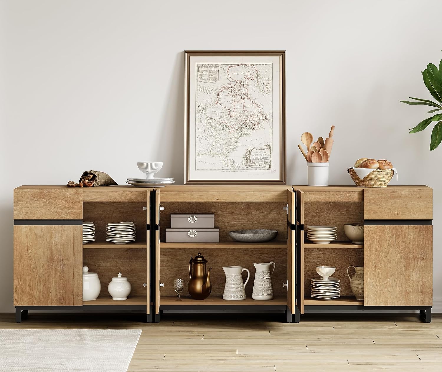 Oak Sideboard Buffet Cabinet