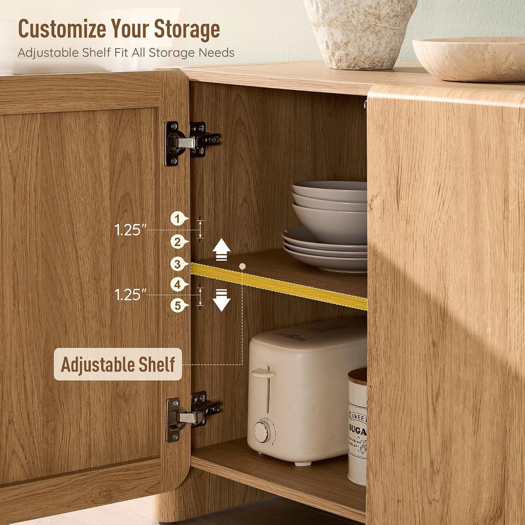 66" Natural Modern Sideboard Cabinet