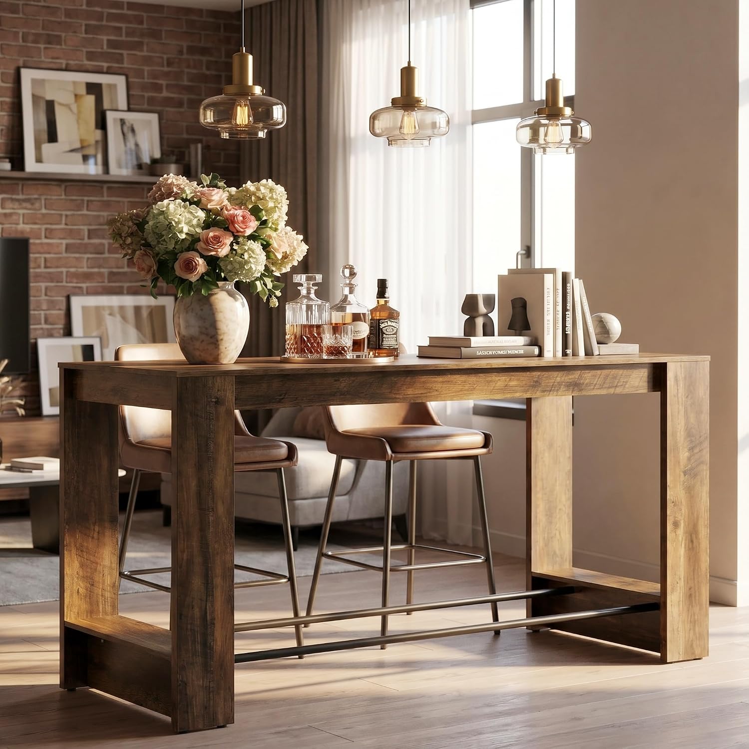 High Top Brown Bar Table