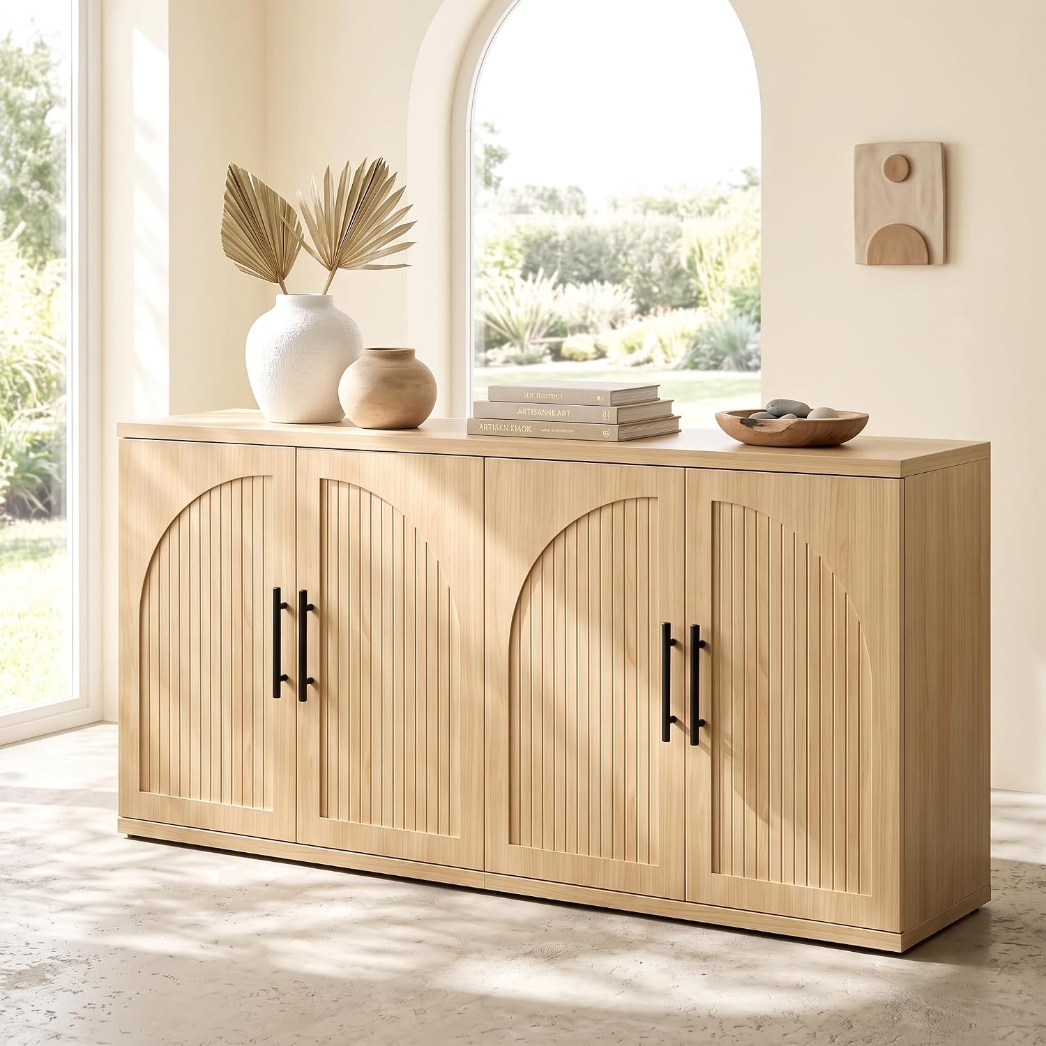 Fluted Oak Mid‑Century Sideboard