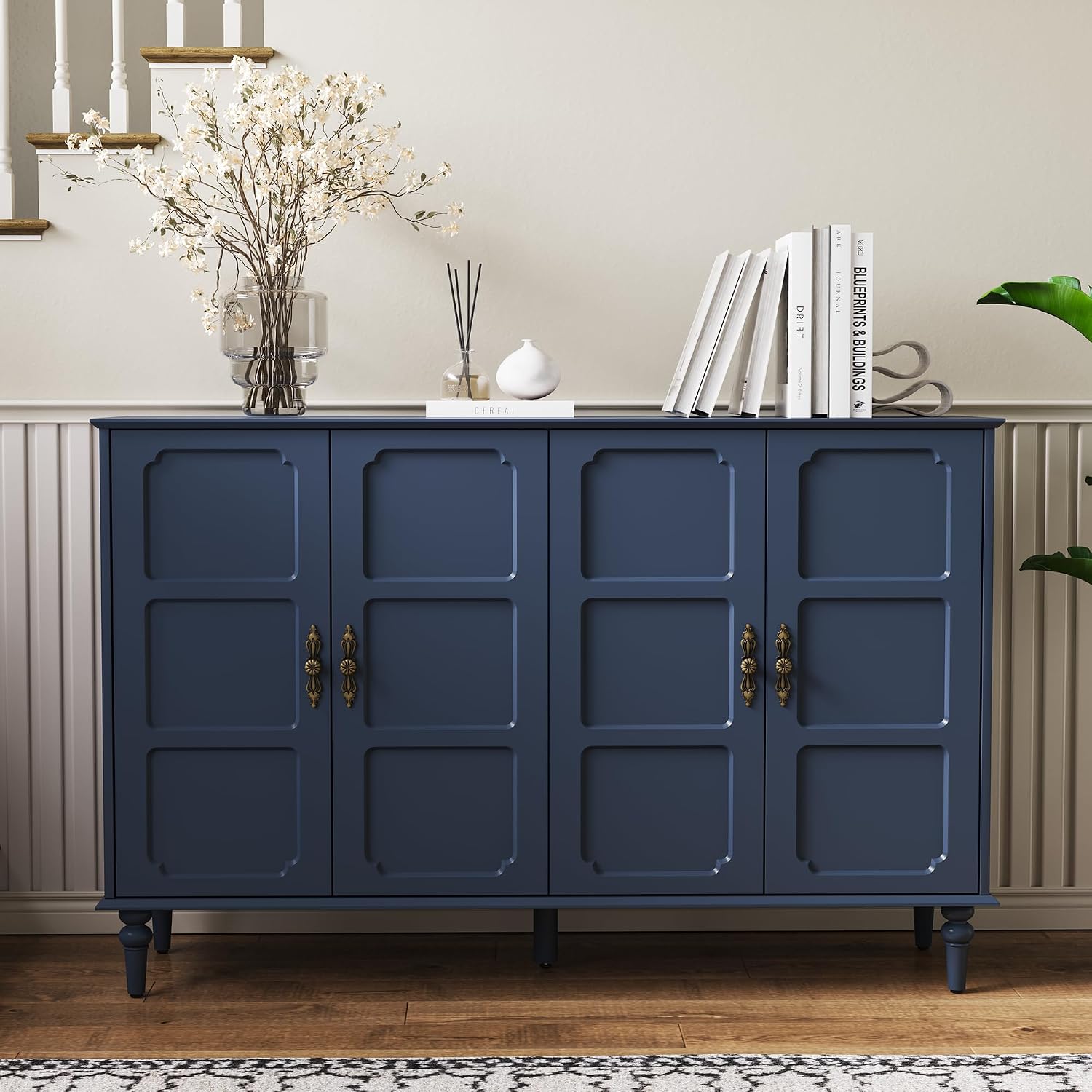 55 Inch Mid Century Sideboard Buffet Cabinet
