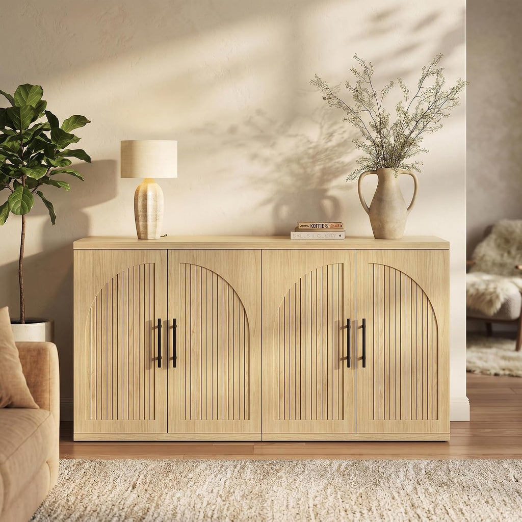 Fluted Oak Mid‑Century Sideboard