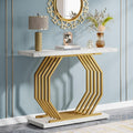 White‑Gold Faux Marble Console Table