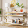 White‑Gold 3‑Tier Console Table