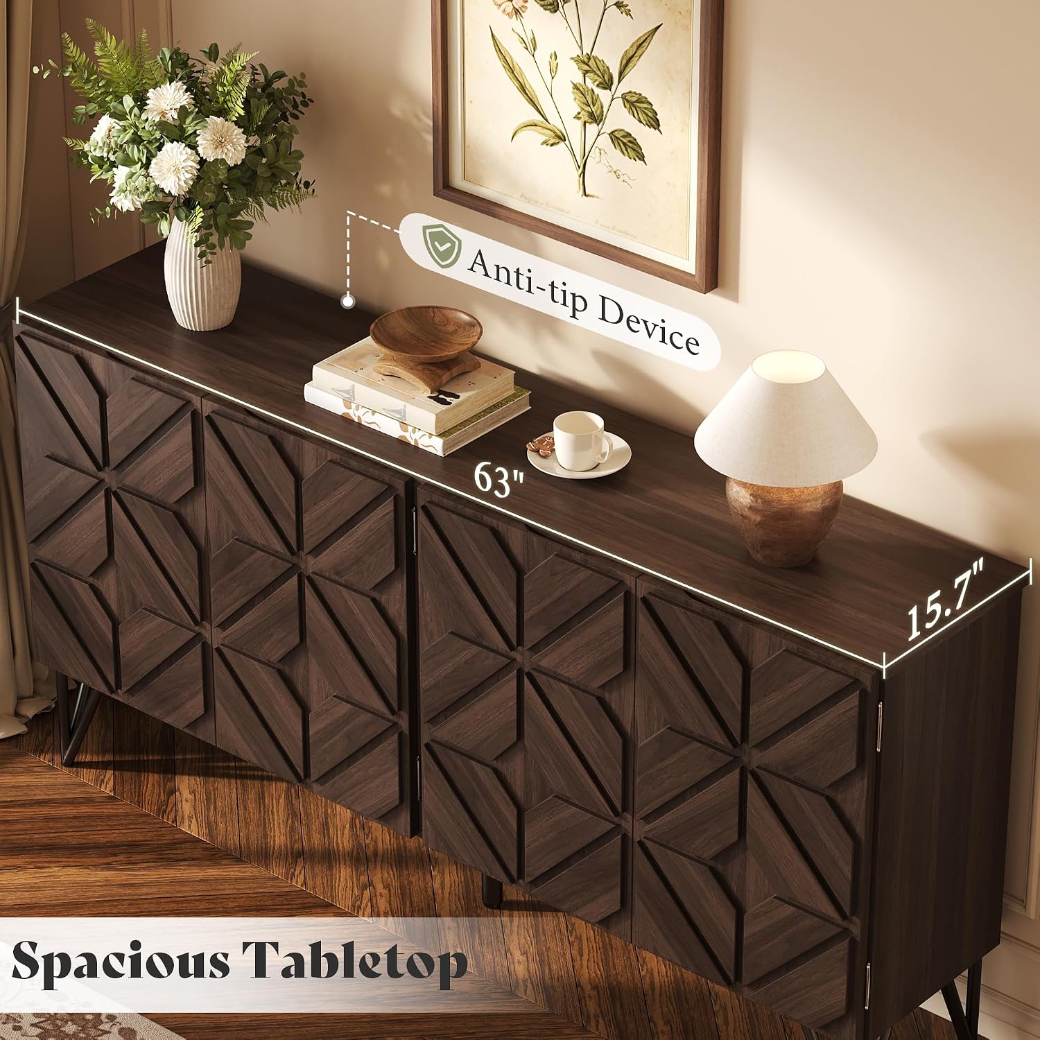 Dark Walnut Buffet Cabinet
