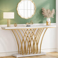White Faux Marble Gold Console Table