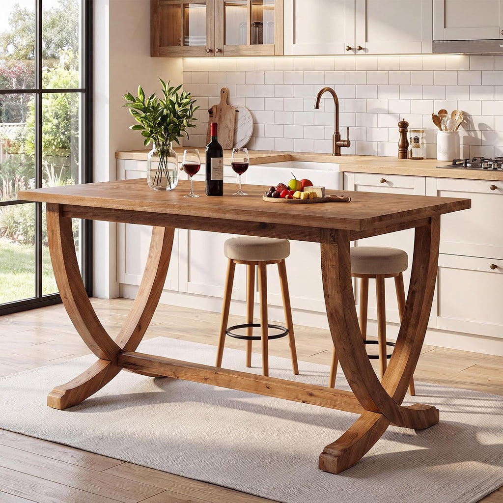 59 Inch Solid Wood Counter Height Table