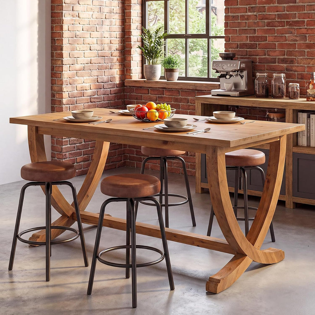 59 Inch Solid Wood Counter Height Table