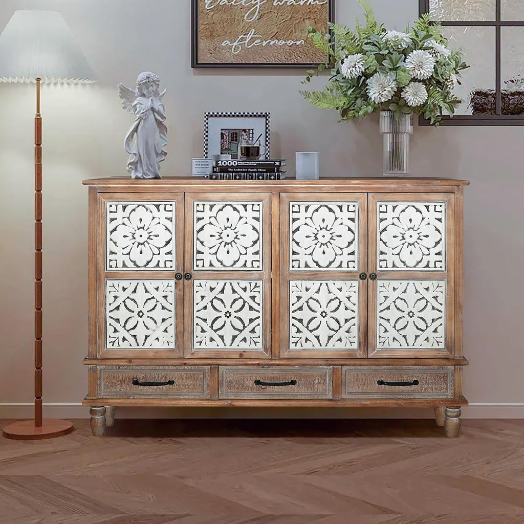 59" Carved Solid Wood Sideboard