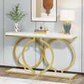 White‑Gold Faux Marble Console Table