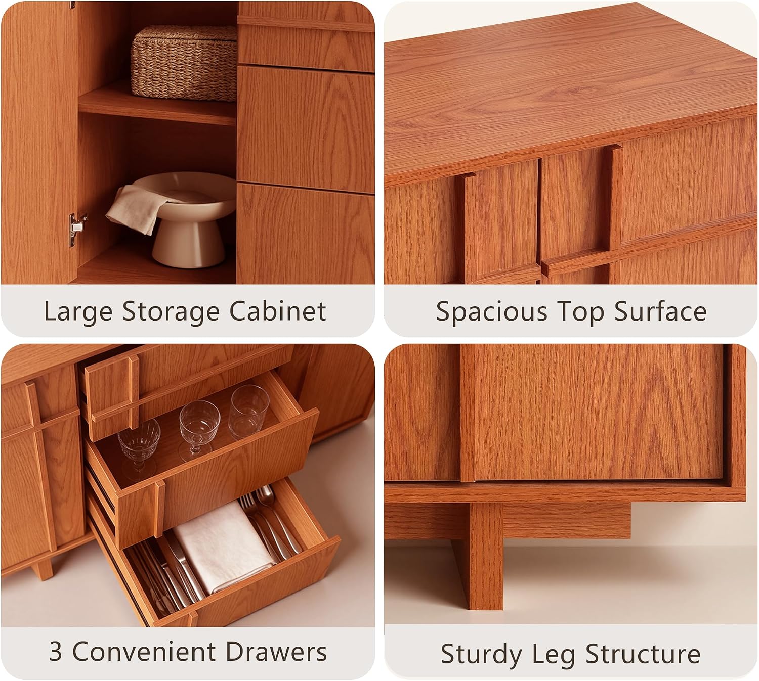 47.2 Inch Cherry Buffet Cabinet