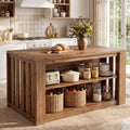 55 Inch 3‑Tier Solid Wood Kitchen Island