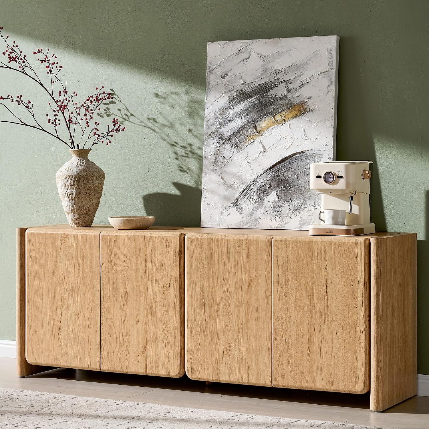 66" Natural Modern Sideboard Cabinet